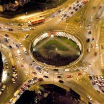 photo of a busy British roundabout